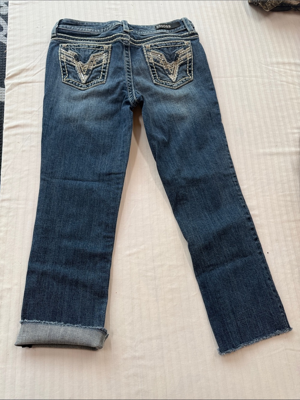 Vigoss Women's Dark Wash Straight-Leg Jeans with Embroidered Back Pockets